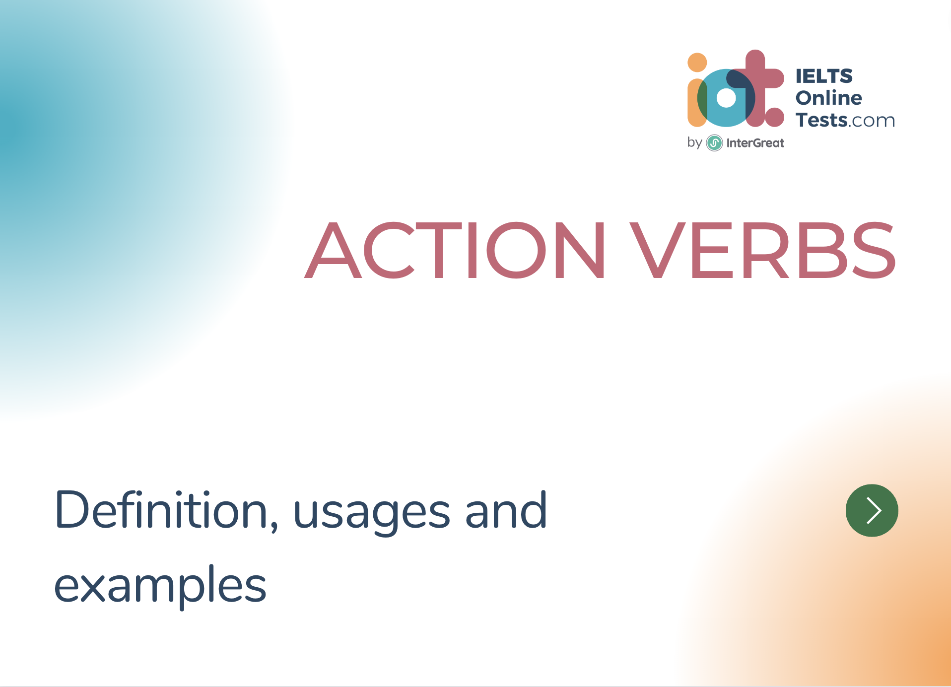 Action verb definition, types and examples