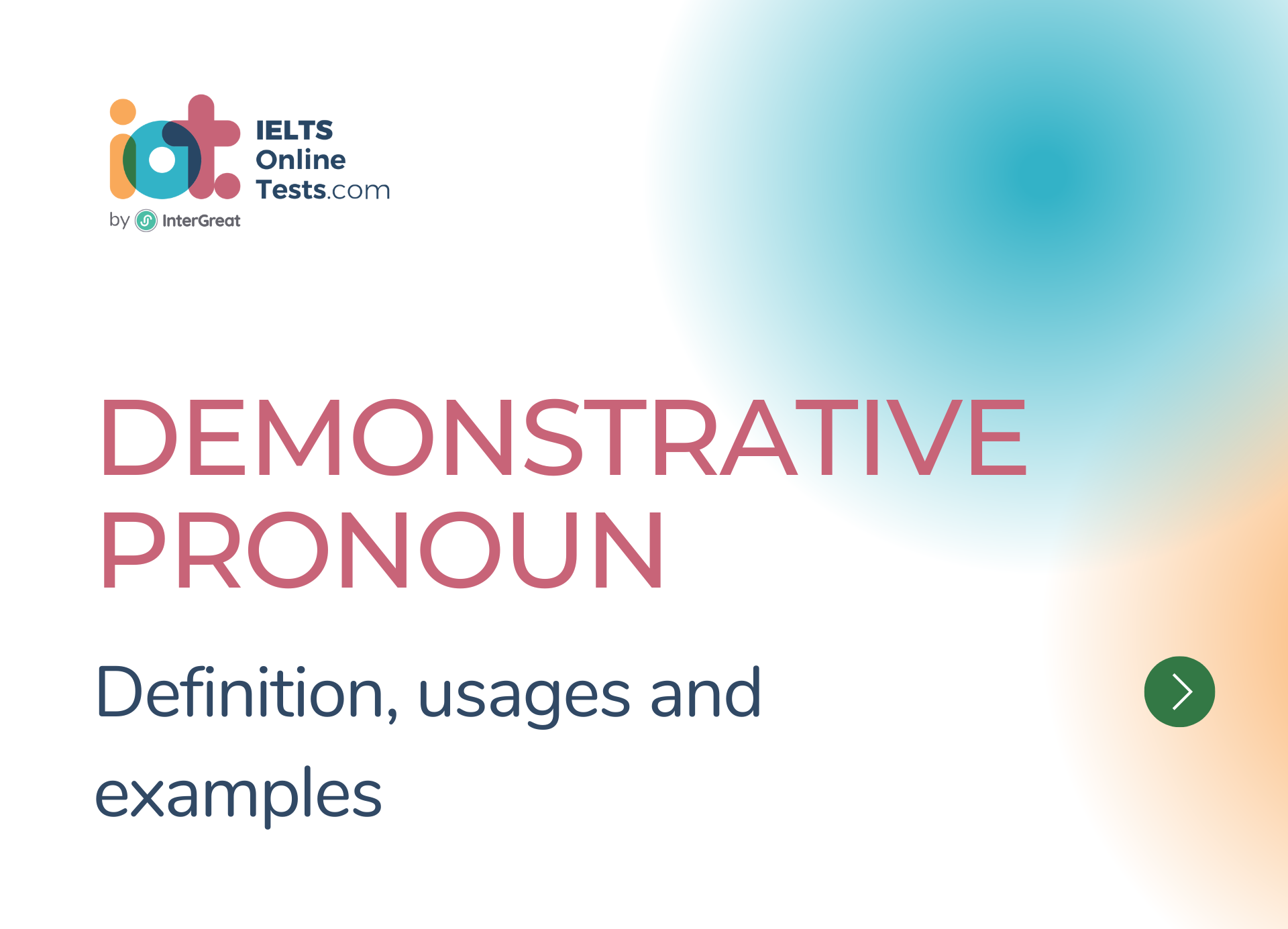 Demonstrative pronoun definition and examples
