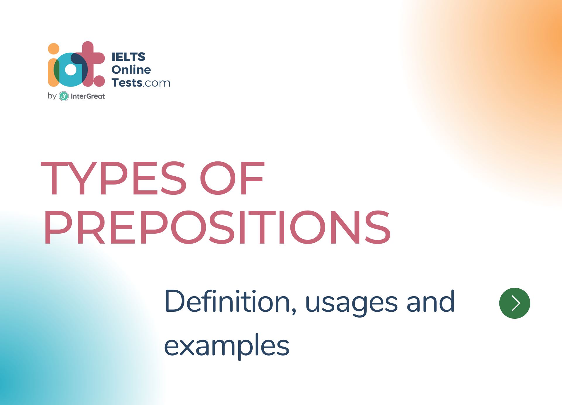 Các dạng giới từ (Types of Prepositions) định nghĩa và ví dụ