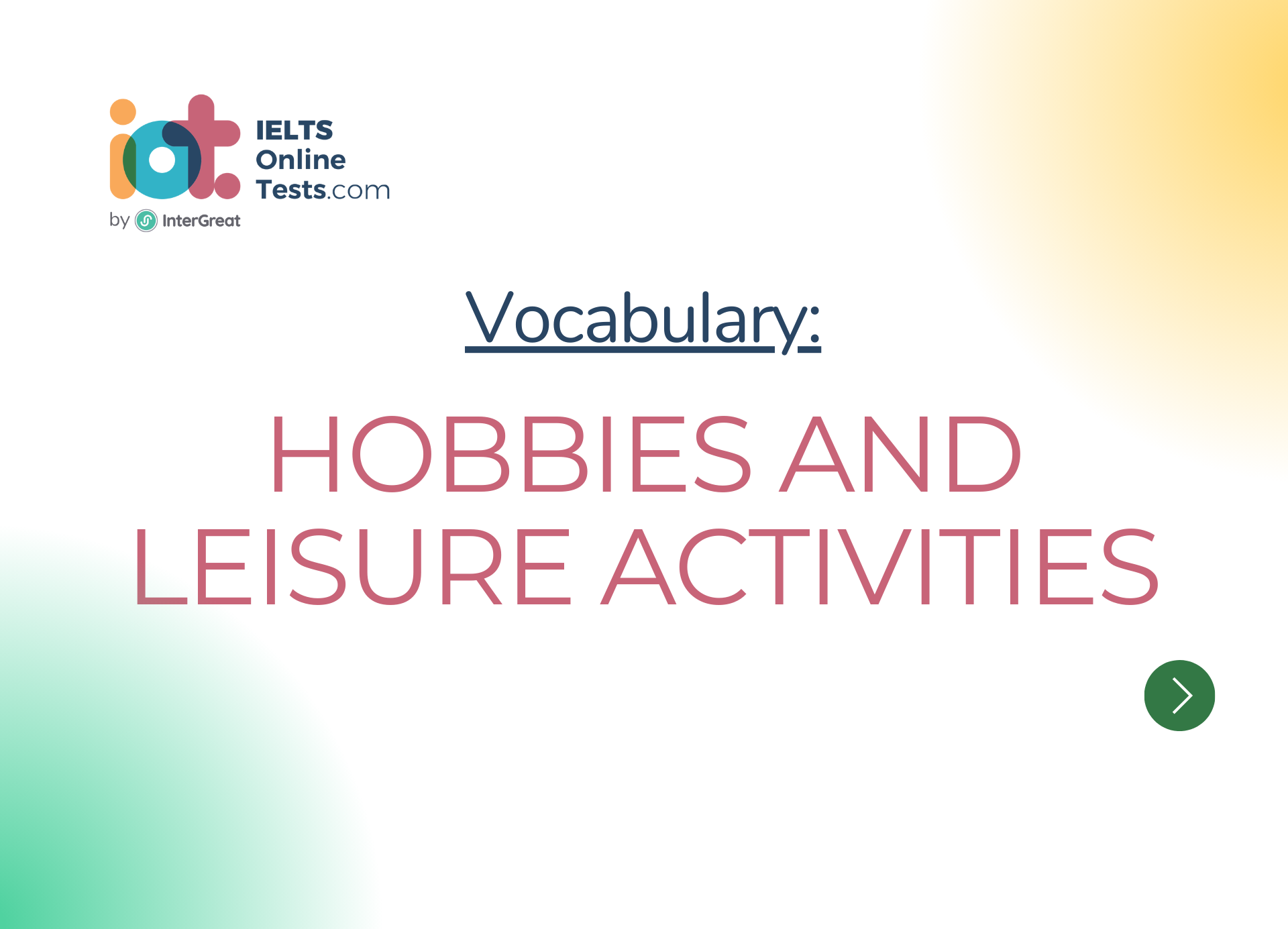 Hobbies and leisure activities