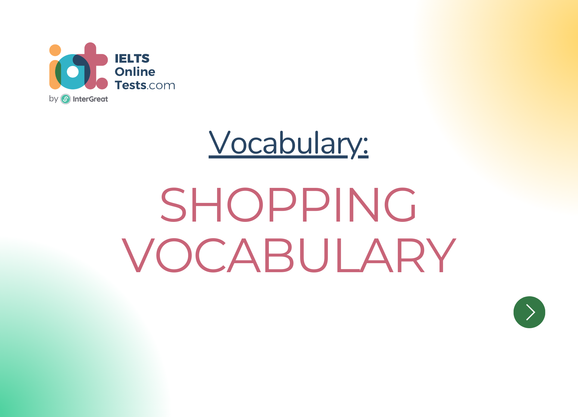 Shopping vocabulary
